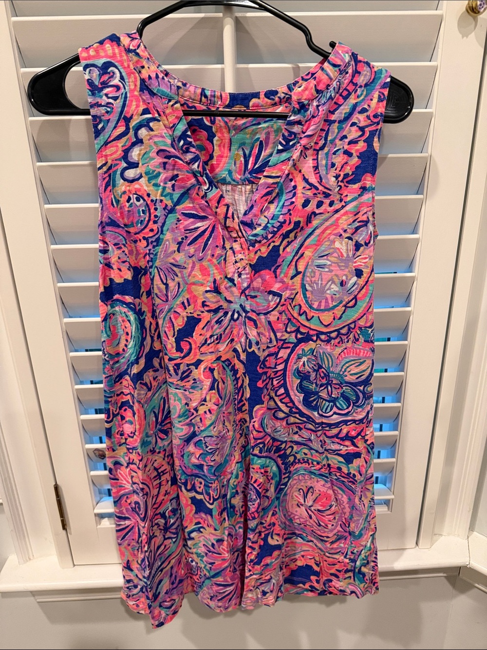 Lilly Pulitzer Sleeveless Paisley Mini Dress in Navy, Pink, Turquoise